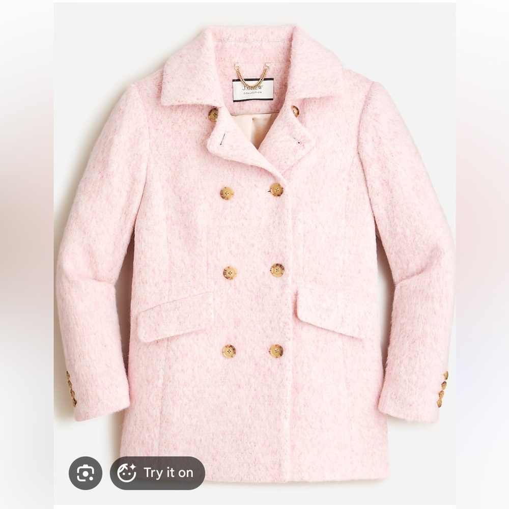 J. Crew Collection peacoat in Italian brushed blend in Soft Pink New with Tags!